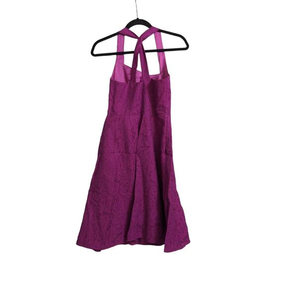 Nanette Lepore Womens Sundress Purple Paisley Lined Midi Pockets Textured 0 - Picture 5 of 11
